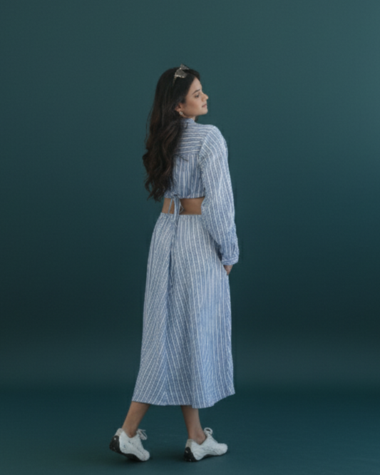 Blue Yarn Died Shirt Dress