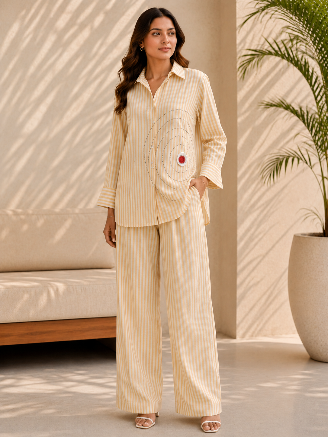 Yarndyed Chawal Taka Co-ord Set — Yellow