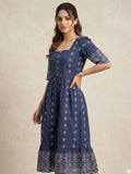 Indigo shiffli Midi Dress