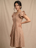 Brown Gingham Short Dress