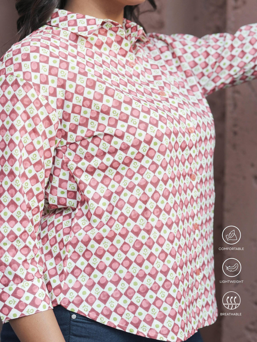Pink & White Printed Shirt