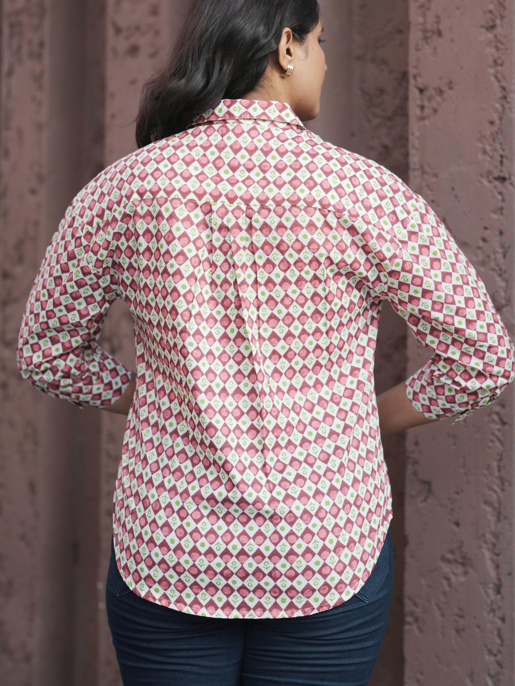 Pink & White Printed Shirt