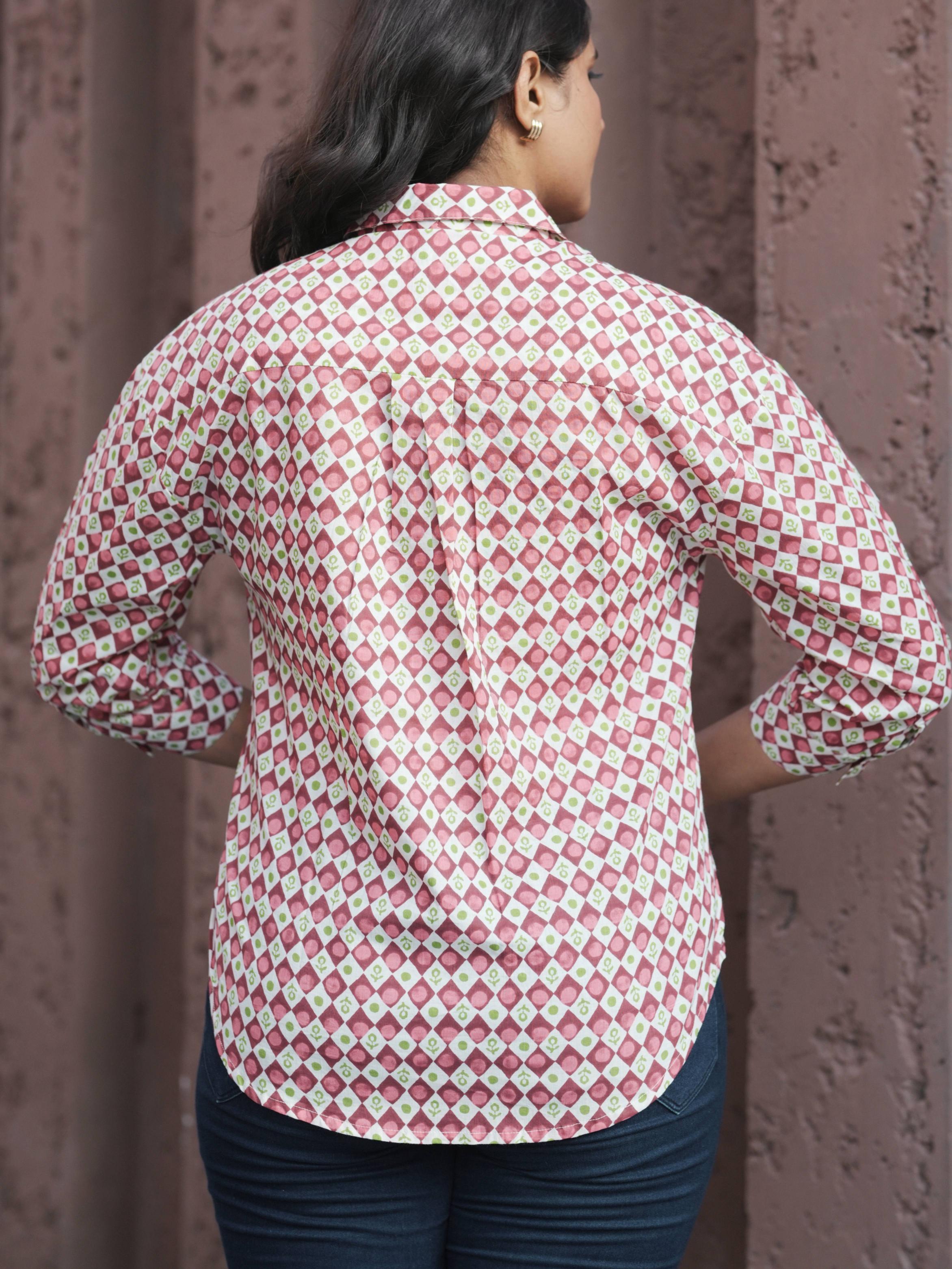 Pink & White Printed Shirt