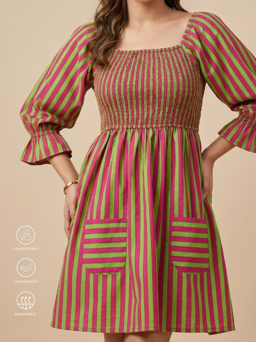 Pink Green Bobbin Dress