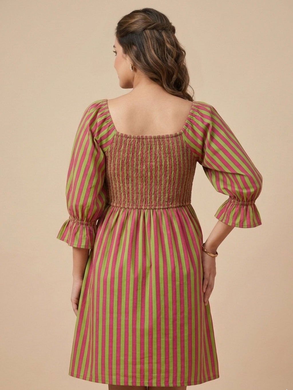 Pink Green Bobbin Dress