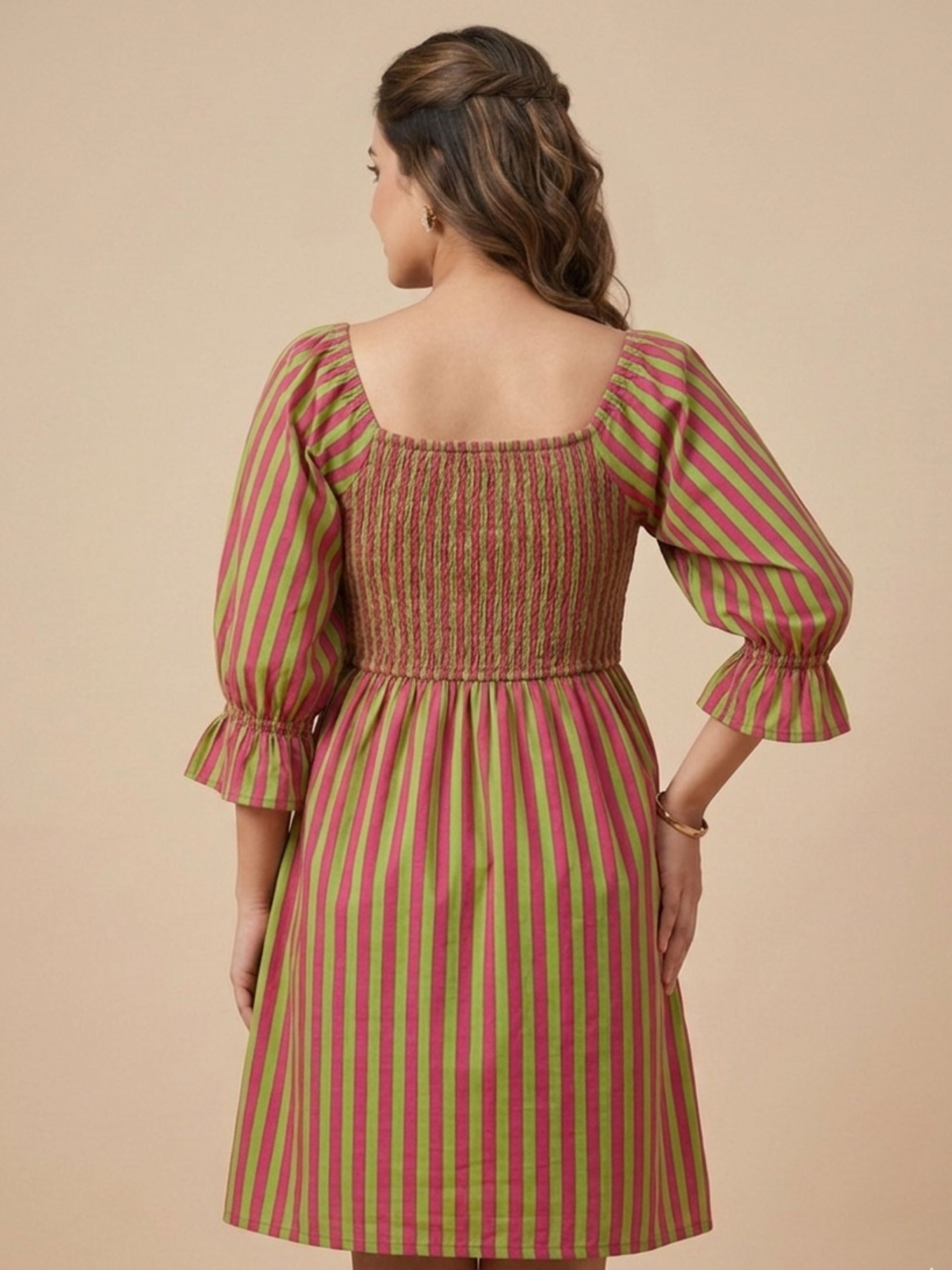 Pink Green Bobbin Dress