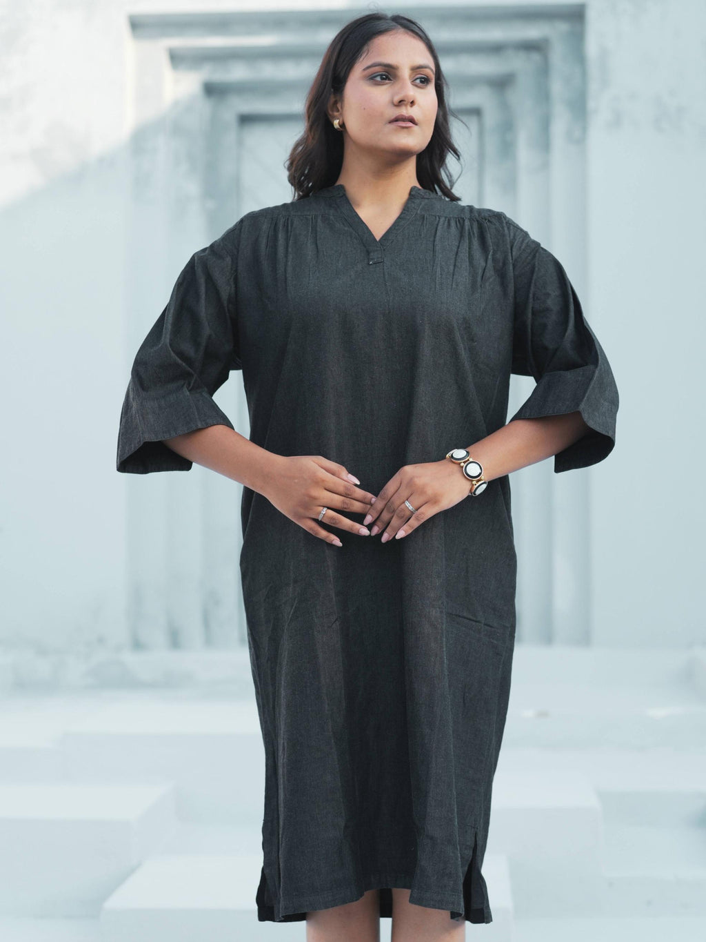 Denim Black Oversized Dress