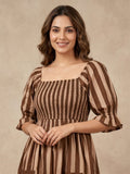 Brown Bobbin Stripe Dress