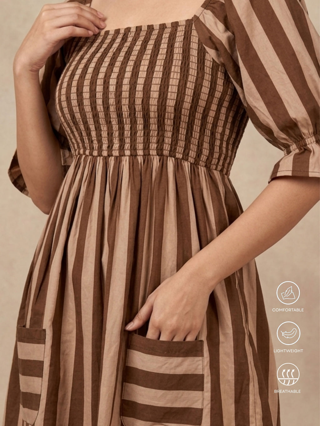 Brown Bobbin Stripe Dress