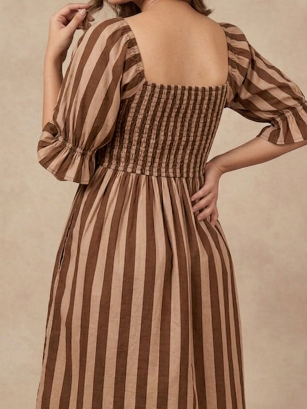 Brown Bobbin Stripe Dress