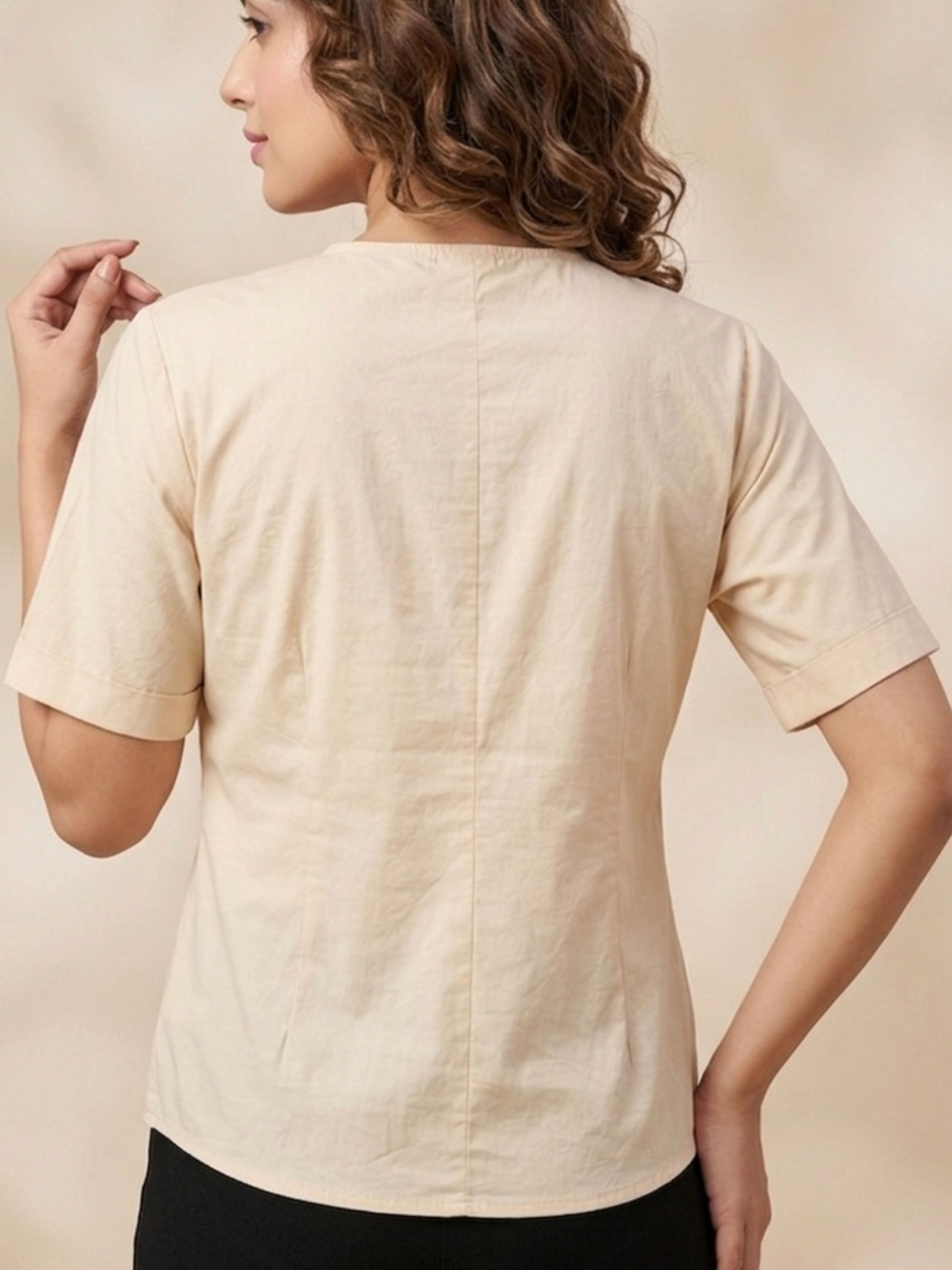 Beige Knot Detail Top