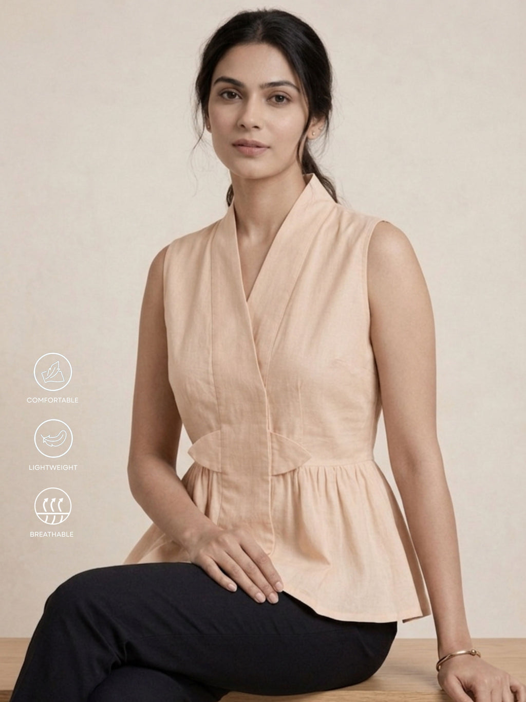 Beige Waist Top