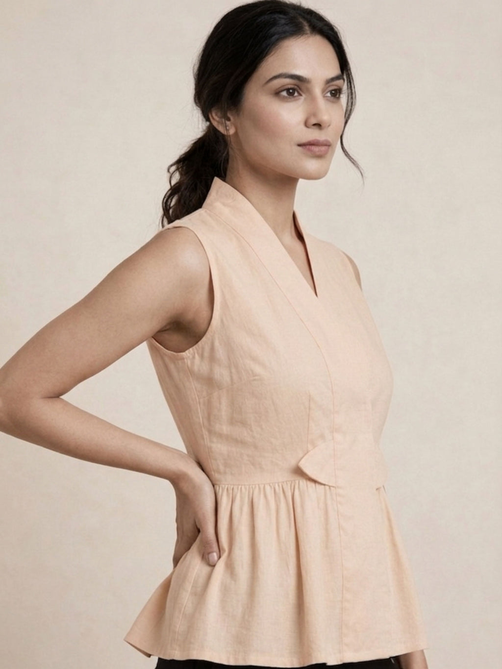 Beige Waist Top