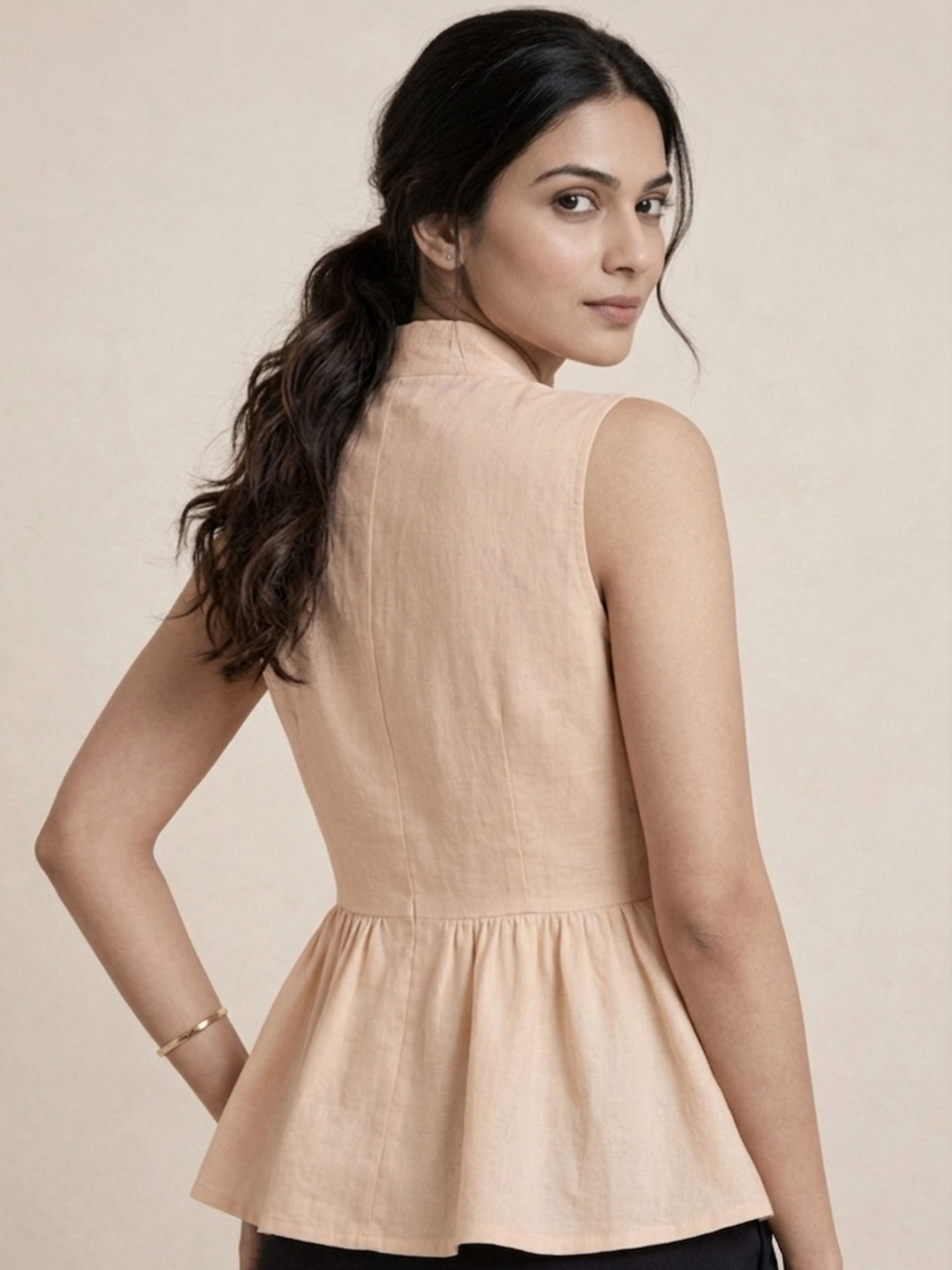 Beige Waist Top