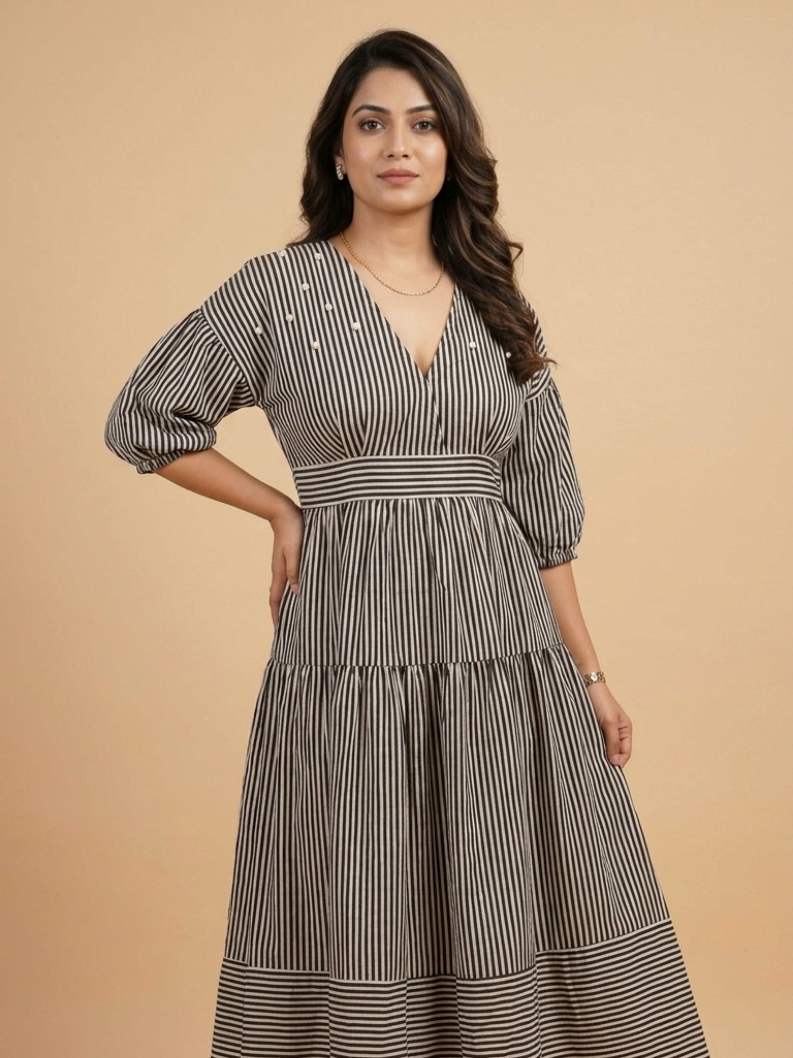 Black Pearl Stripe Dress
