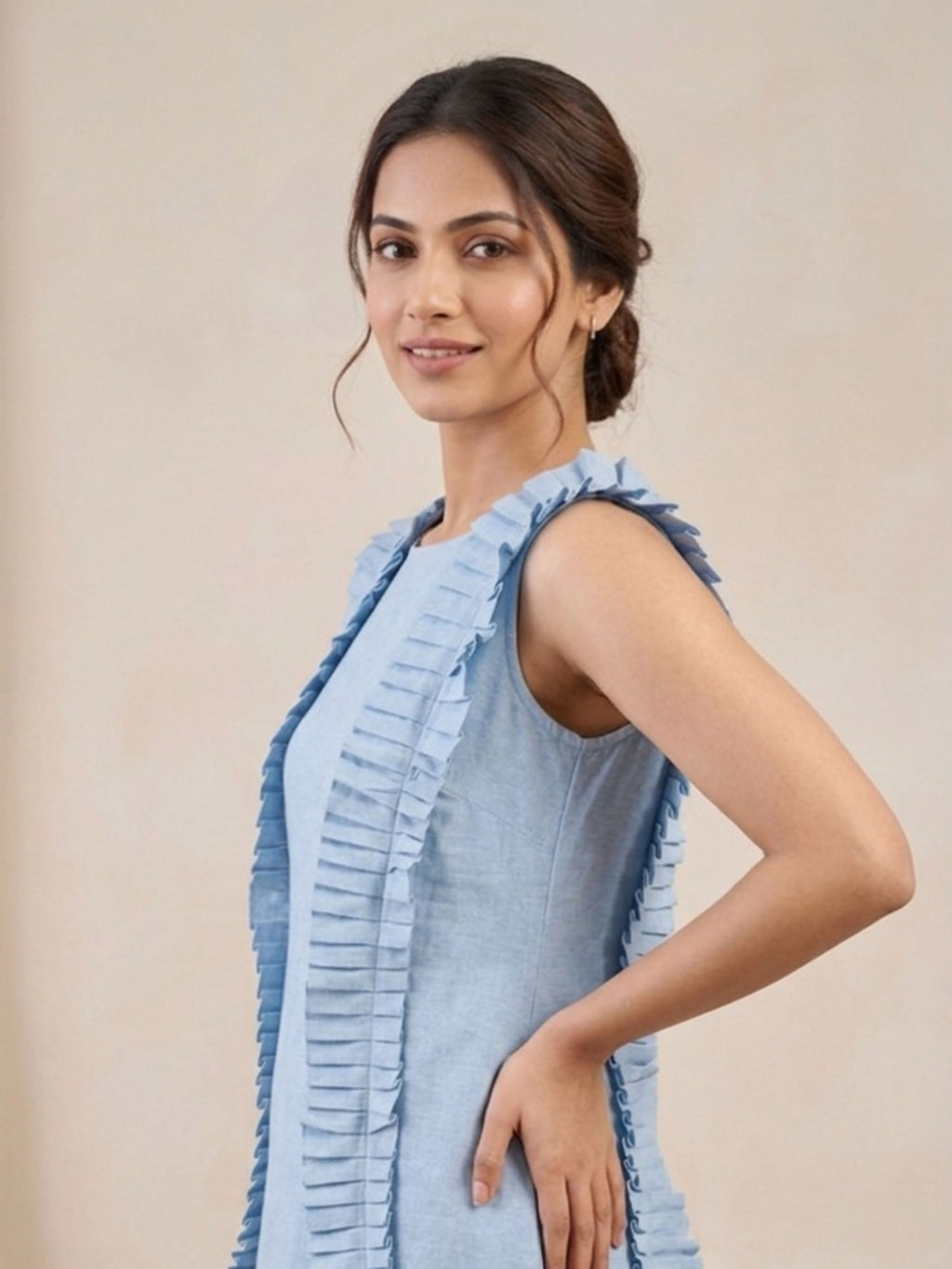 Blue Ruffle Mini Dress