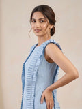 Blue Ruffle Mini Dress