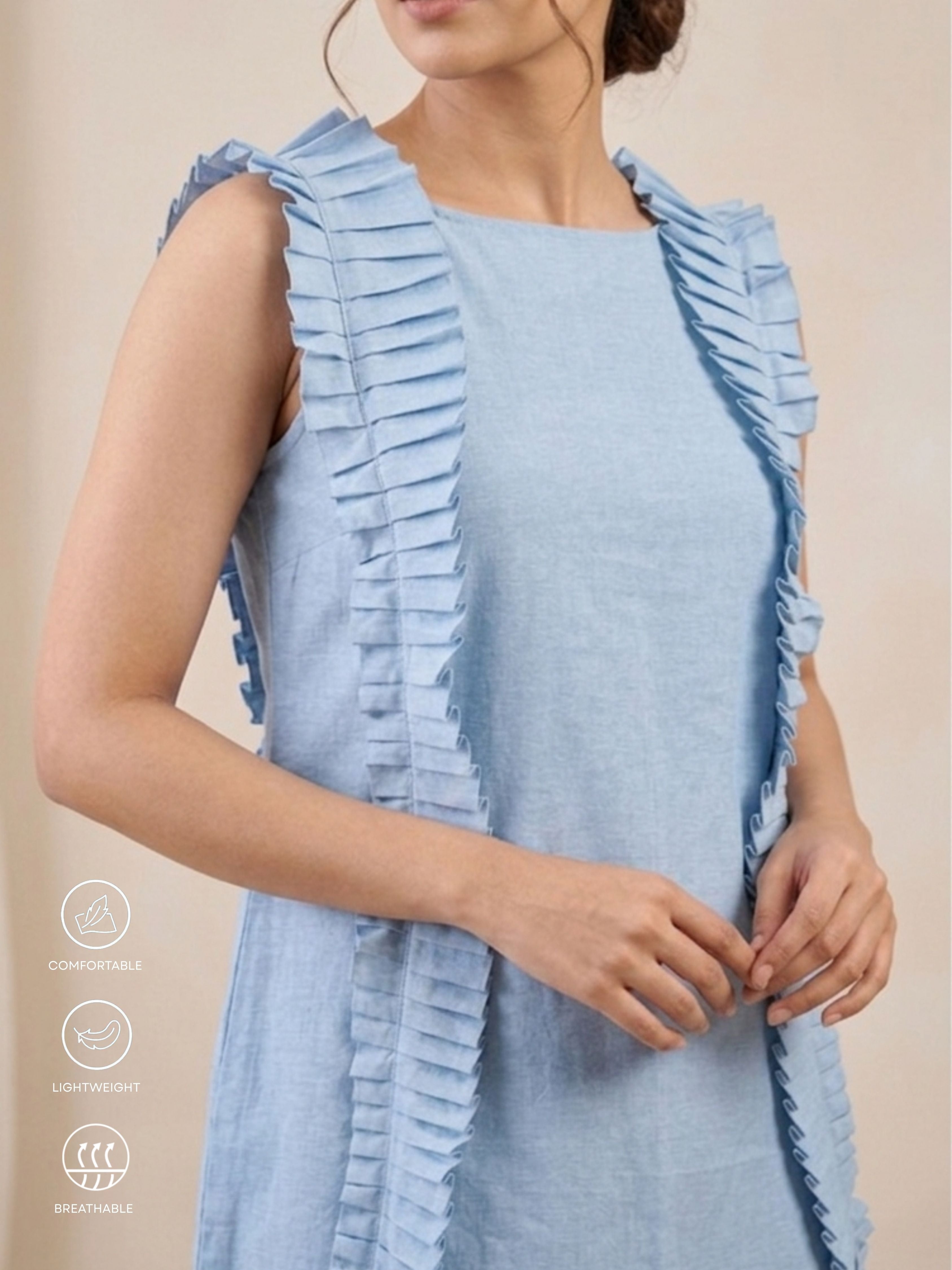 Blue Ruffle Mini Dress
