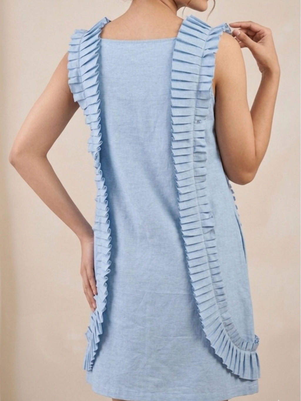 Blue Ruffle Mini Dress