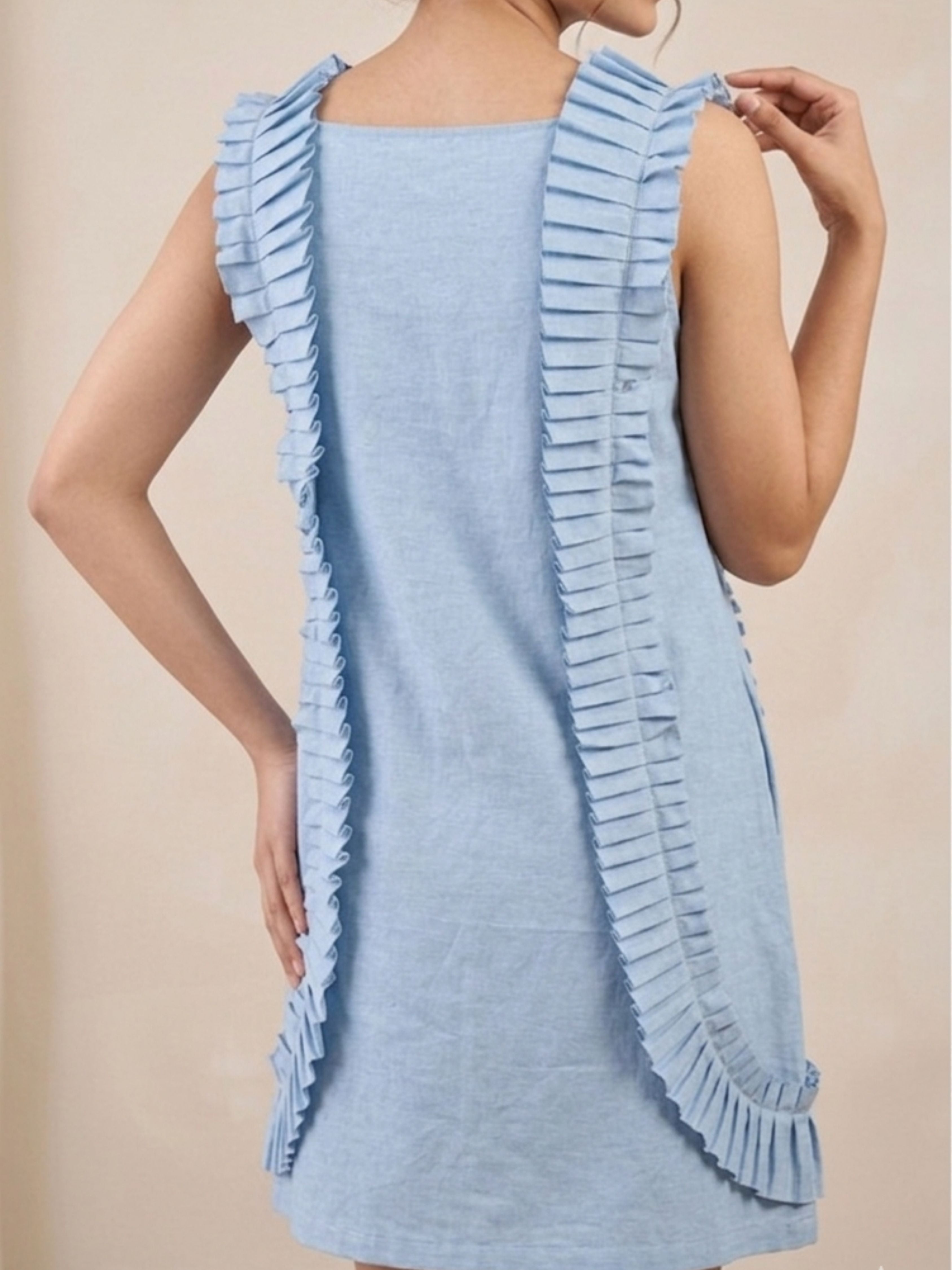 Blue Ruffle Mini Dress