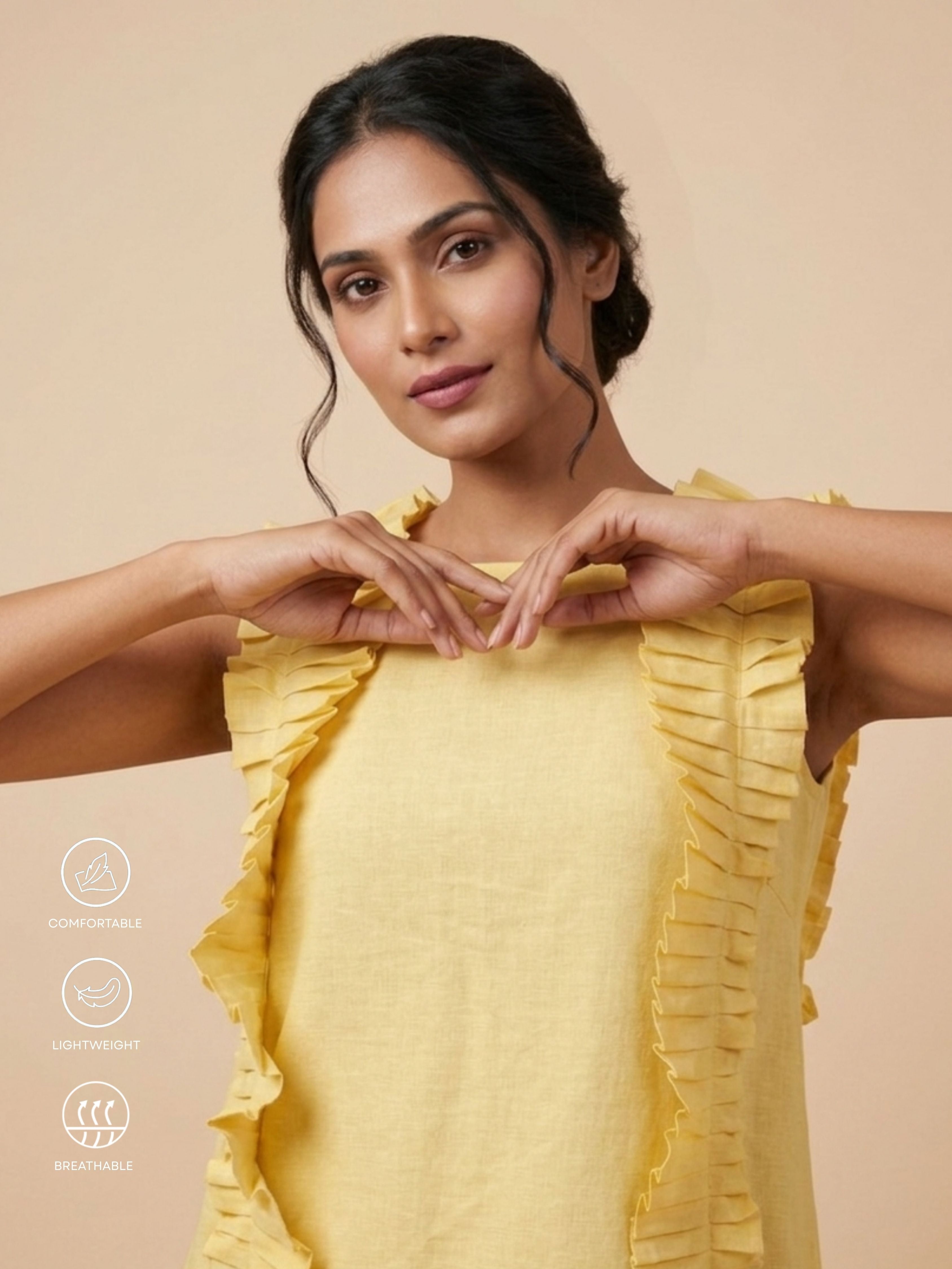 Lemon Ruffle Mini Dress