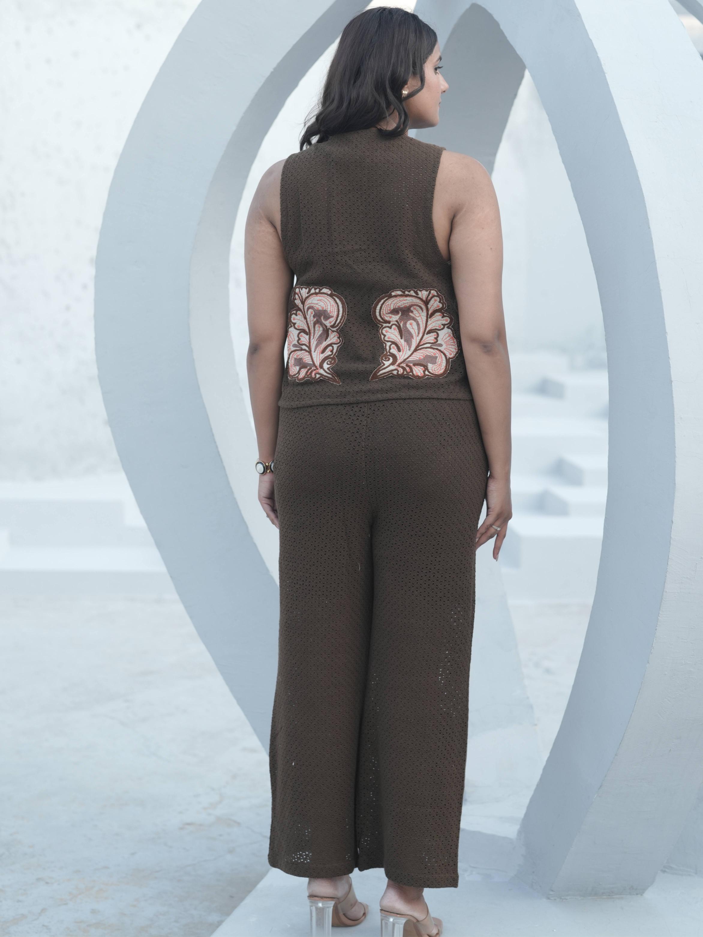 Brown Embroidery Co-ord Set