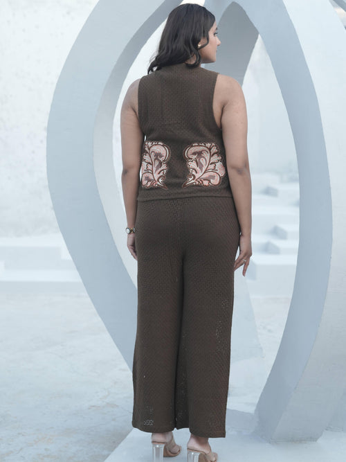 Brown Embroidery Co-ord Set