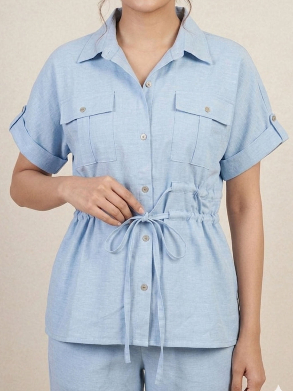 Blue Slub Co-ord Set