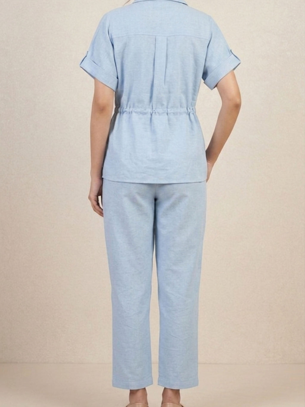 Blue Slub Co-ord Set