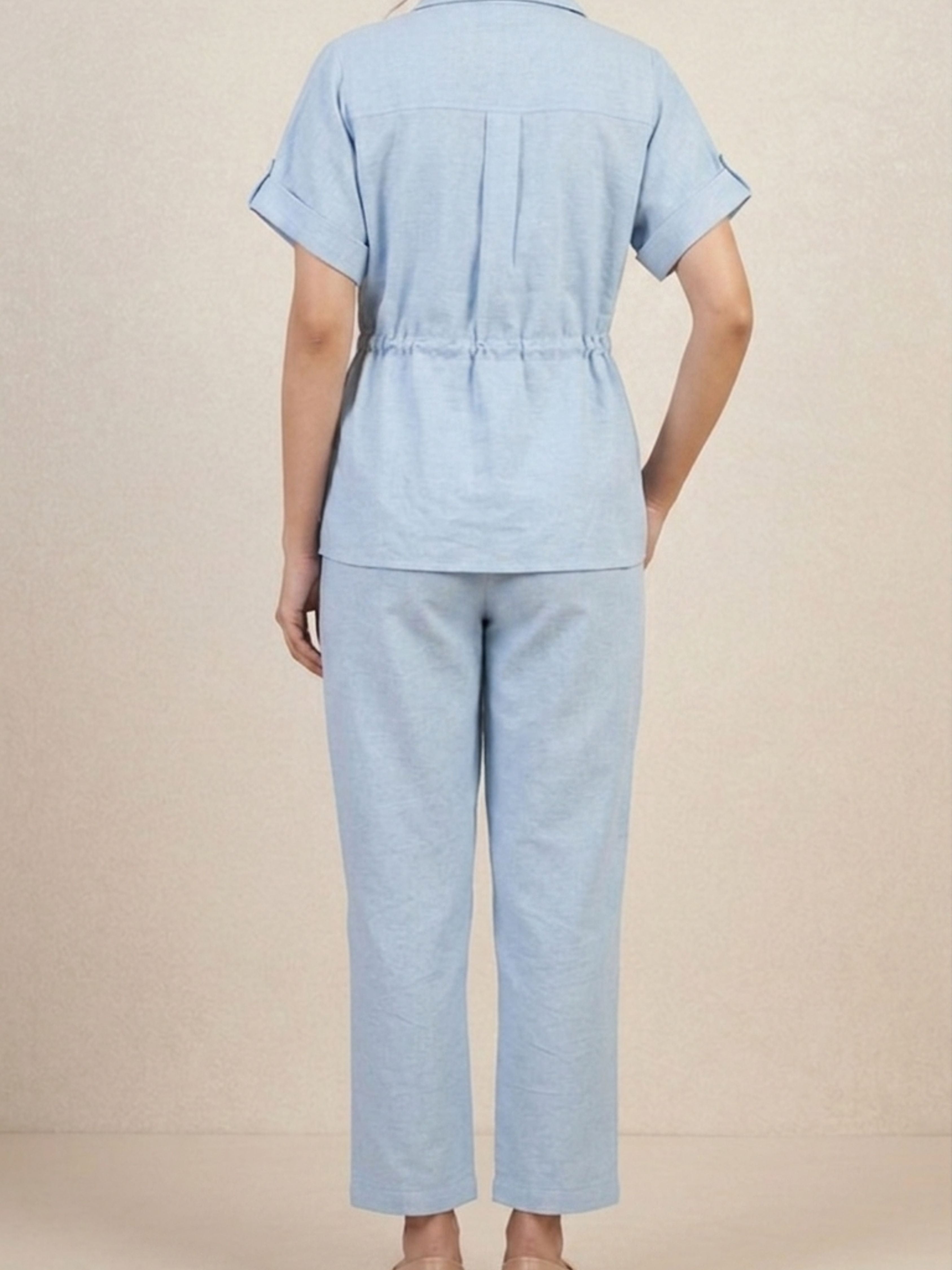 Blue Slub Co-ord Set