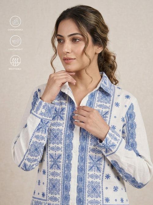 Blue Panel Cotton Co-Ord