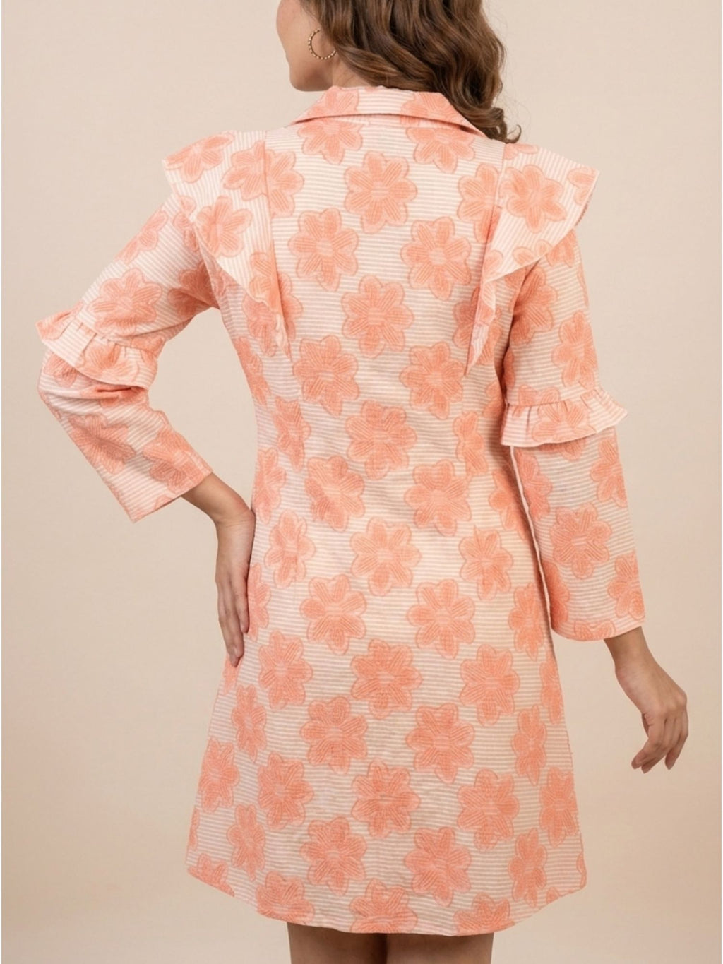 Peach Floral Cotton Dress
