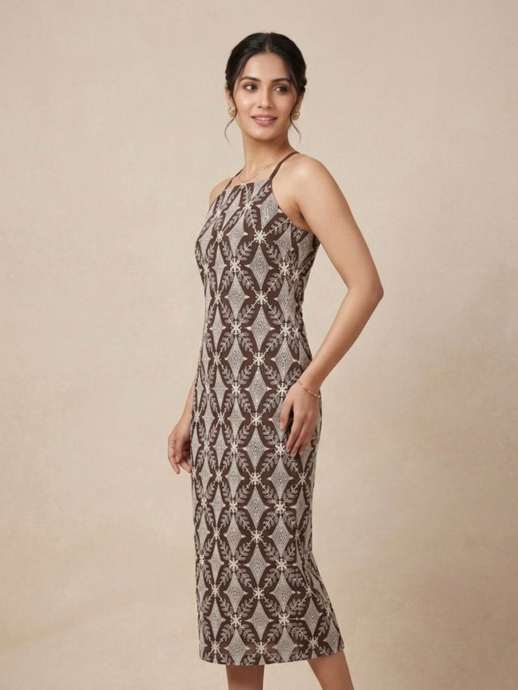 Brown Schiffli Bodycon
