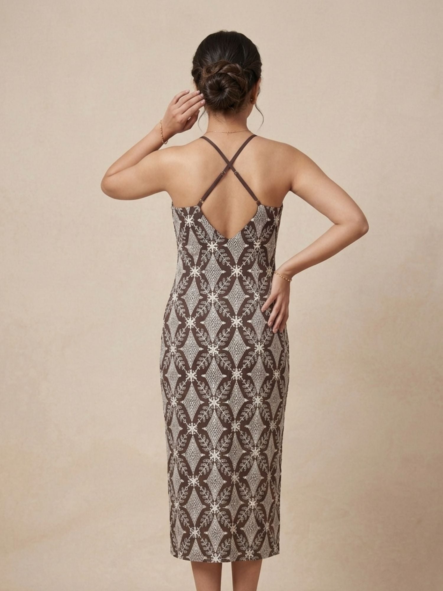 Brown Schiffli Bodycon