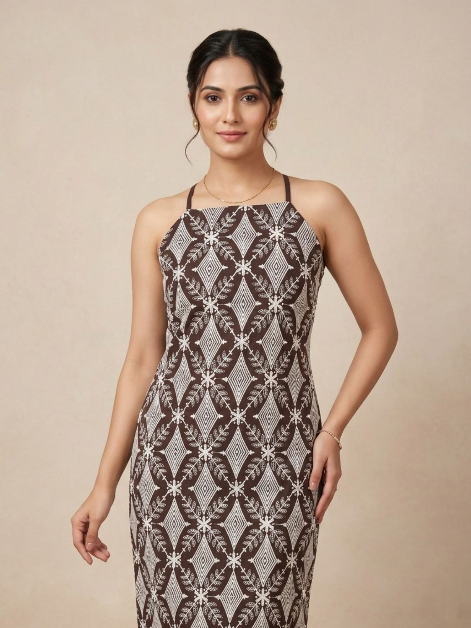 Brown Schiffli Bodycon