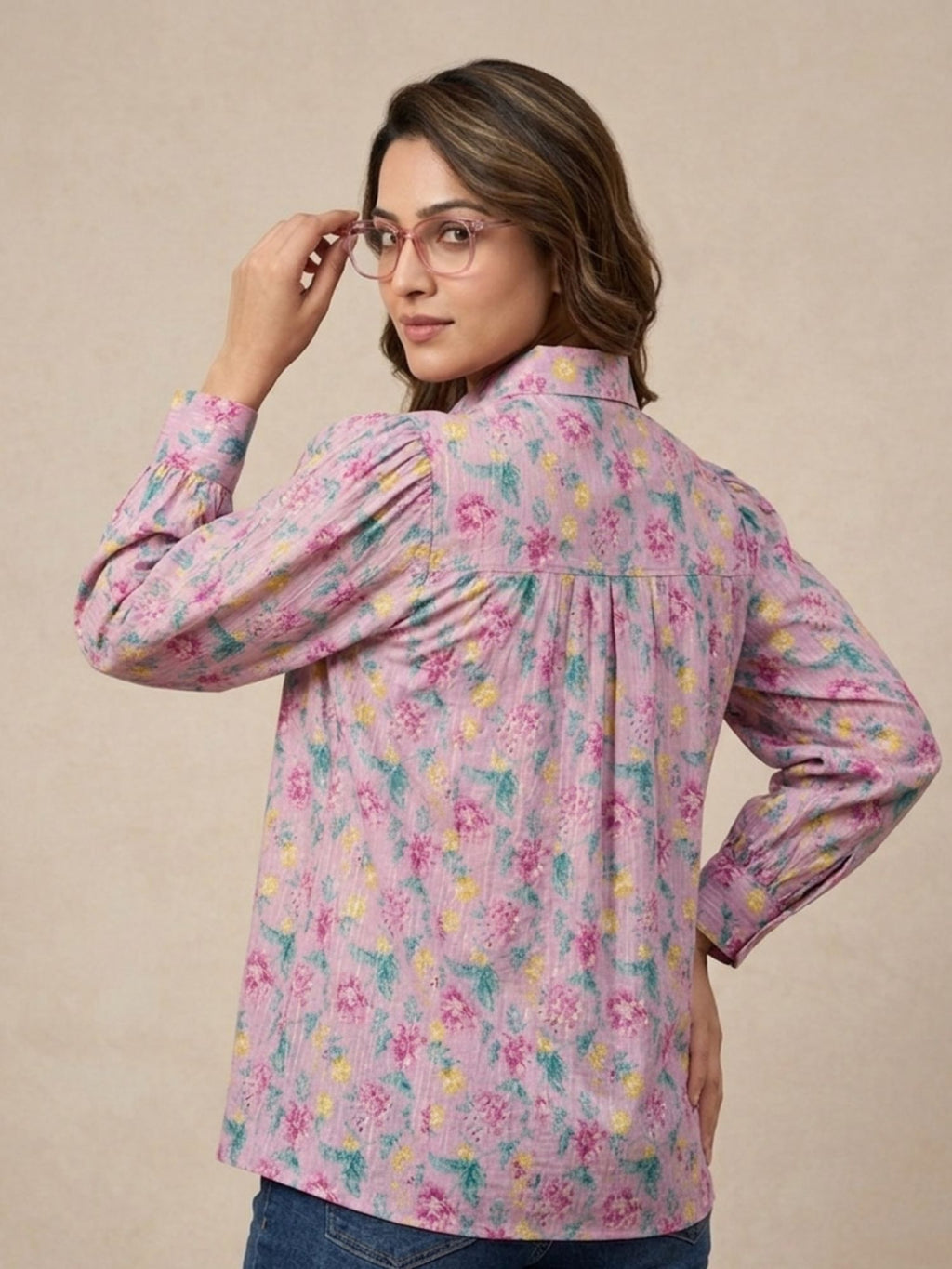 Pink Floral Cotton Shirt