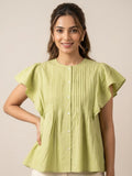 Pista Green Pintuck Top
