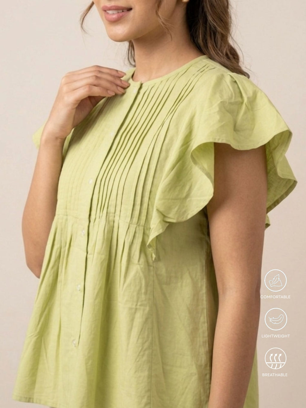 Pista Green Pintuck Top