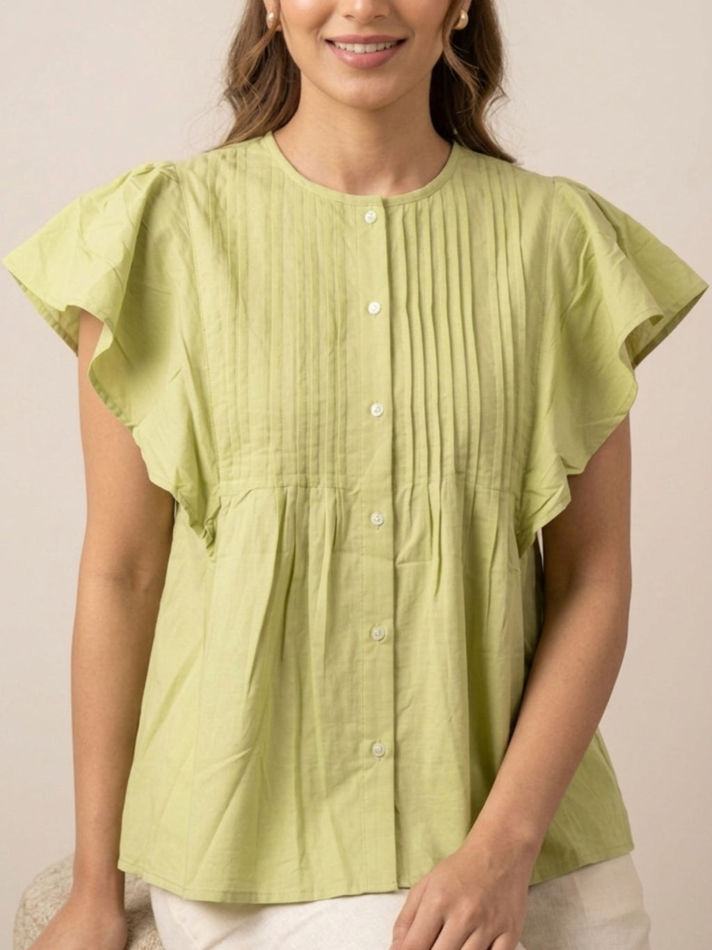 Pista Green Pintuck Top