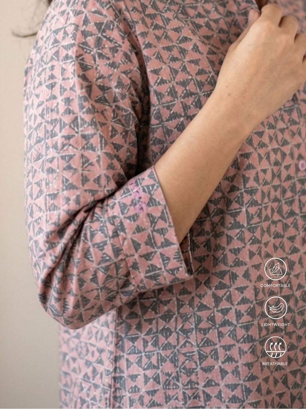 Pink Geometric Cotton Shirt