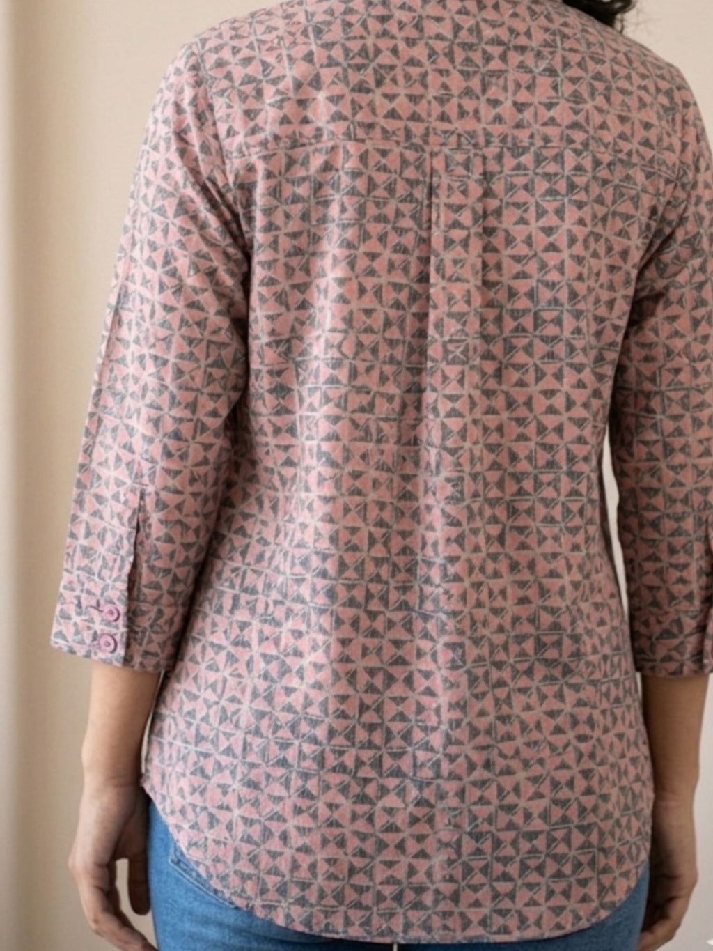 Pink Geometric Cotton Shirt
