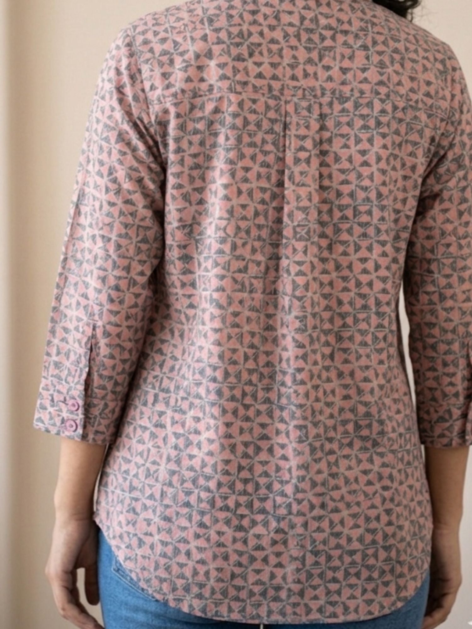 Pink Geometric Cotton Shirt