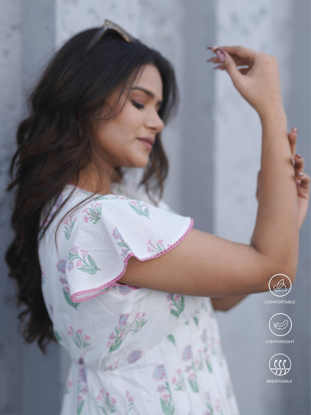 White Block Print Short Dress