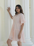 Peach Check Mini Dress