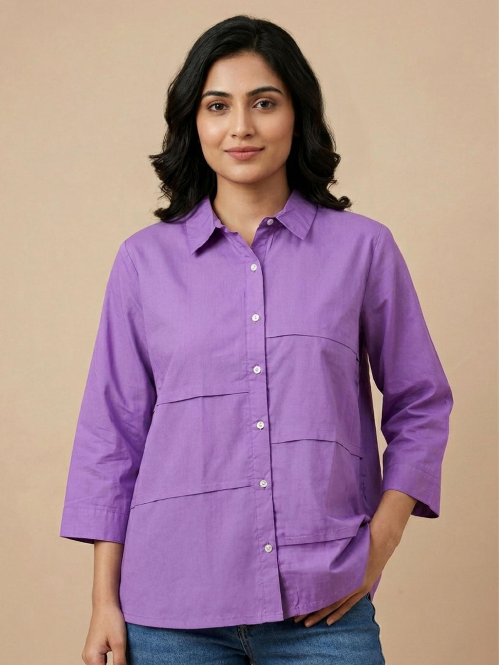 Lavender Panel Cotton Shirt