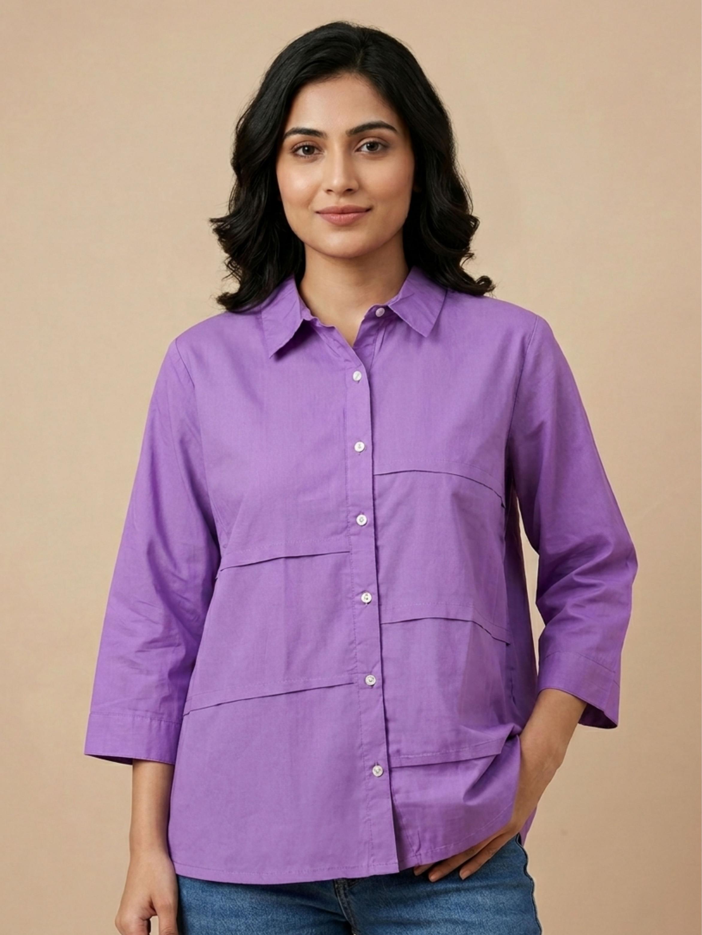 Lavender Panel Cotton Shirt