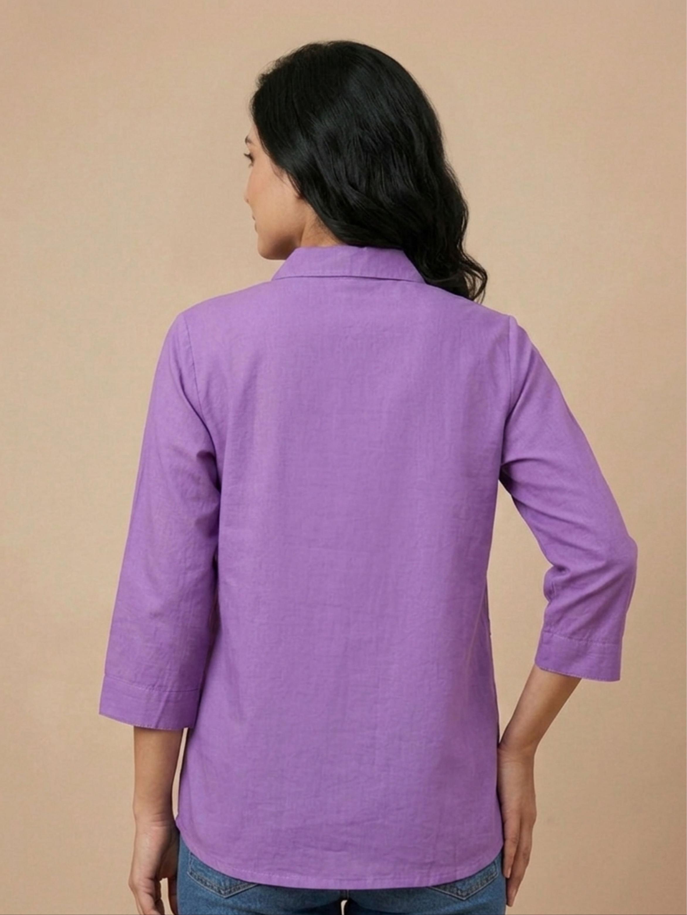 Lavender Panel Cotton Shirt