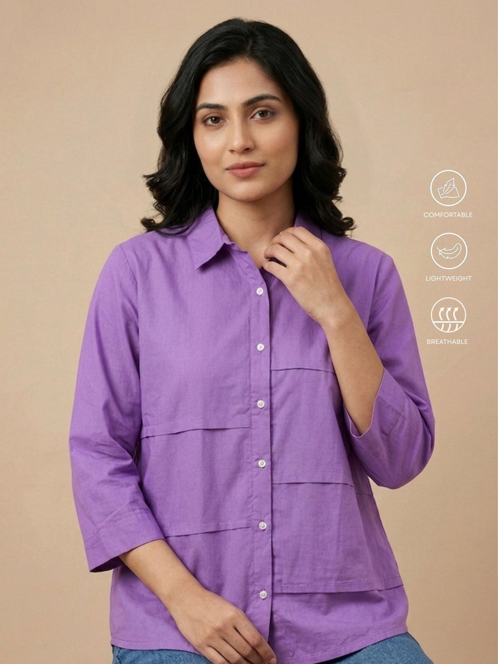Lavender Panel Cotton Shirt