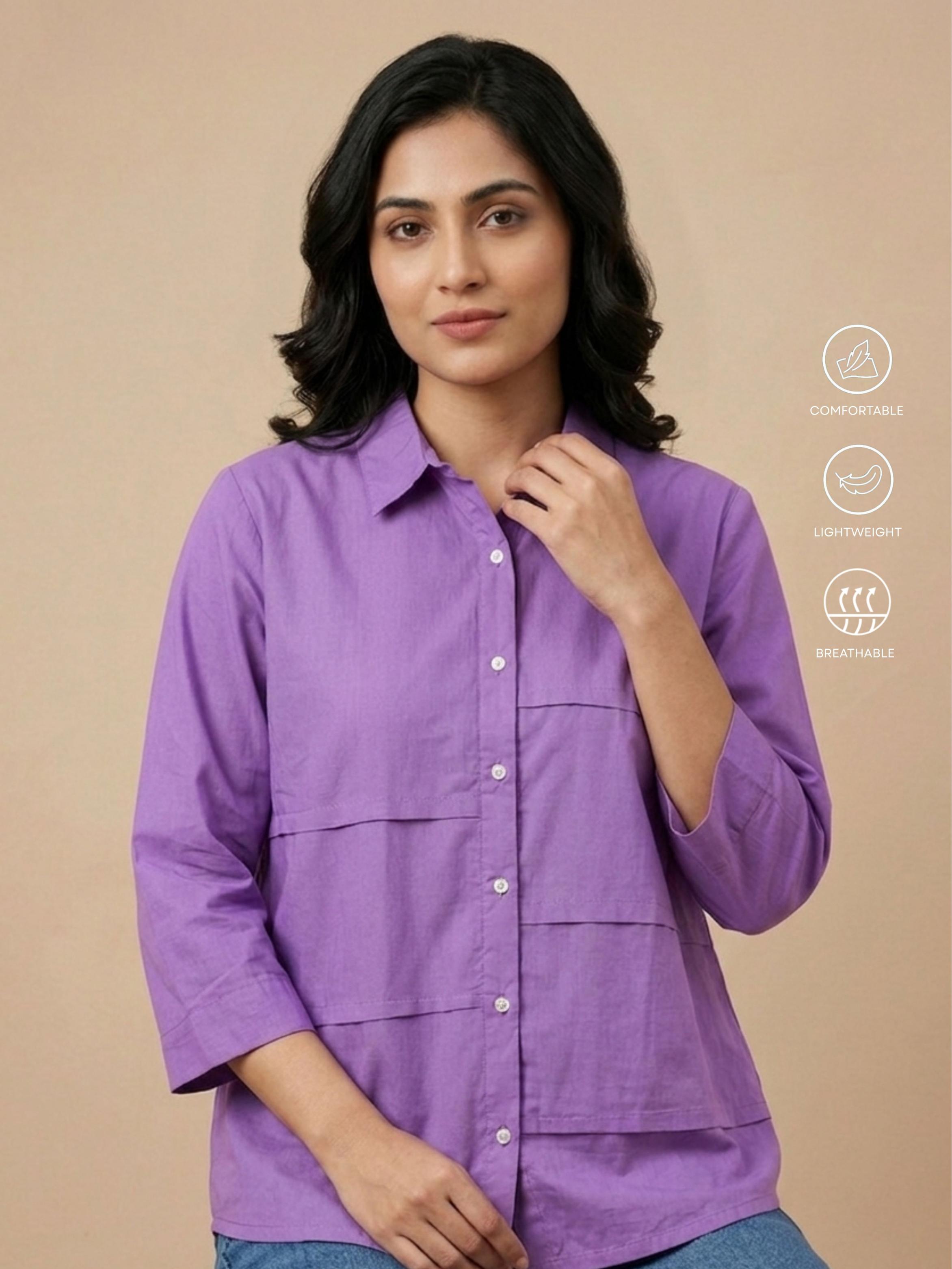 Lavender Panel Cotton Shirt