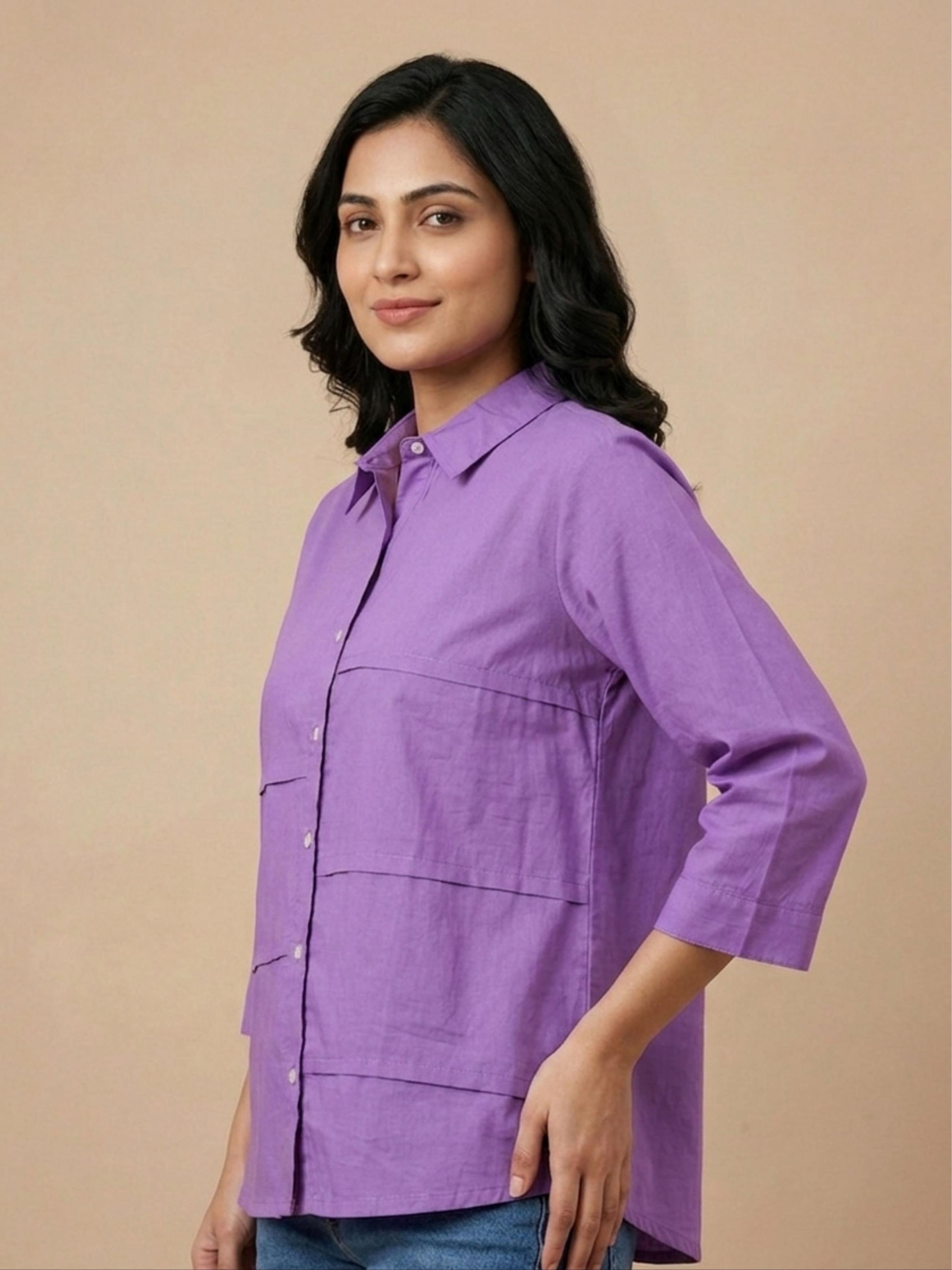 Lavender Panel Cotton Shirt